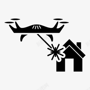 激光无人机房屋攻击技术四架直升机图标图标