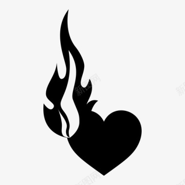 喷射的火焰燃烧的心火焰燃烧的爱图标图标