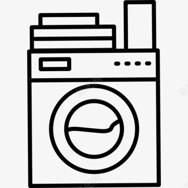 洗衣机变型上面有衣服和肥皂工具和器具图标图标