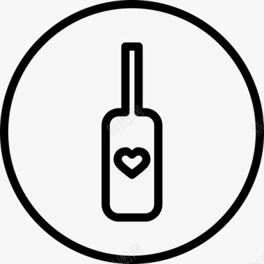 葡萄酒情人节圆形线条图标图标