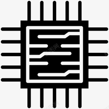 芯片微芯片处理器芯片微处理器图标图标