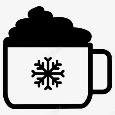 雪花标志带雪花的热巧克力杯节日饮料图标图标