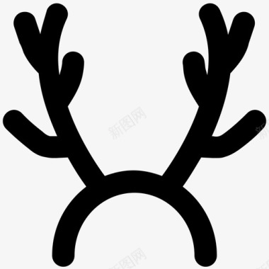 驯鹿角圣诞大胆的实心图标图标