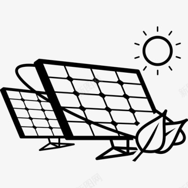 生态太阳能电池板耦合在阳光下工具和器具能源图标图标