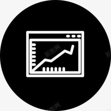 上升线图形在浏览器窗口内的一个圆圈商业seopack完整图标图标