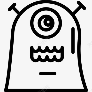 机器人角色与天线耦合一个大眼睛和一个嘴巴技术几笔图标图标