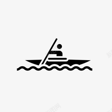 水上小船皮划艇小船独木舟图标图标