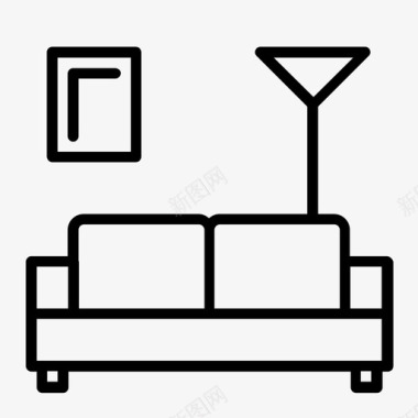 粉红色枕头沙发沙发台灯客厅图标图标