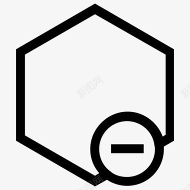 小清新几何图形六边形减号减法六边形图标图标