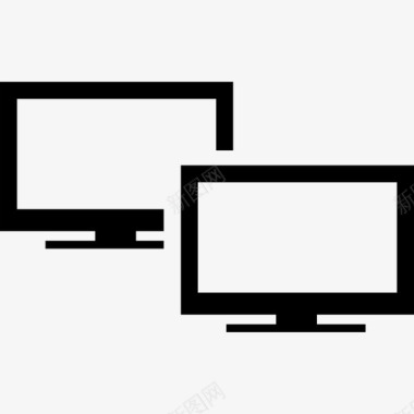 电脑屏幕显示器显示器与两个屏幕耦合工具和器具现代屏幕图标图标
