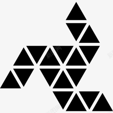 装饰性旋转多边形形状有三条线围绕着一个六边形的小三角形形状图标图标