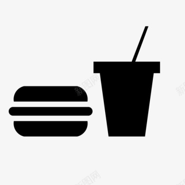 汉堡和饮料餐果汁图标图标