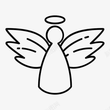 翅膀天使树装饰来世基督教图标图标