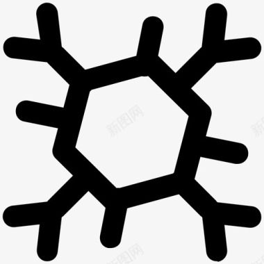 六角雪花雪花圣诞大胆的线条图标图标