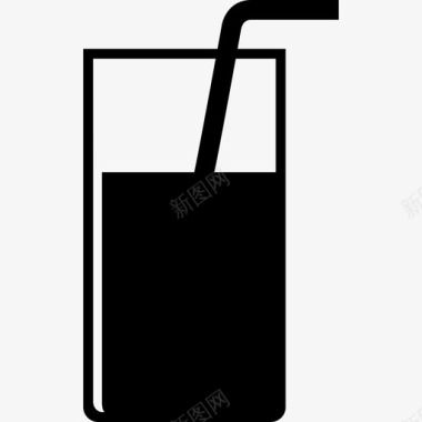 玻璃透明饮料和吸管食品饮料套装图标图标