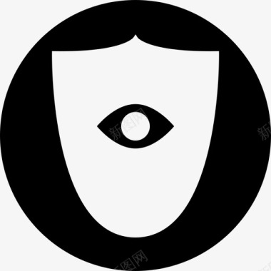 监视标志一只眼睛在盾牌上围成一圈安全监视满图标图标