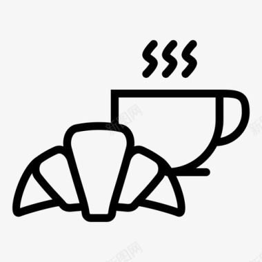 牛角包和咖啡牛角面包和咖啡糕点图标图标