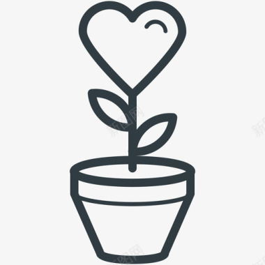 心对植物爱和浪漫线图标图标