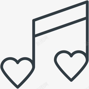 音乐主题爱情和浪漫线图标图标