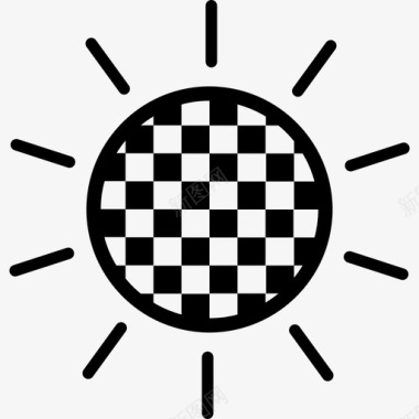 带有方格圆圈标志图标的太阳轮廓图标