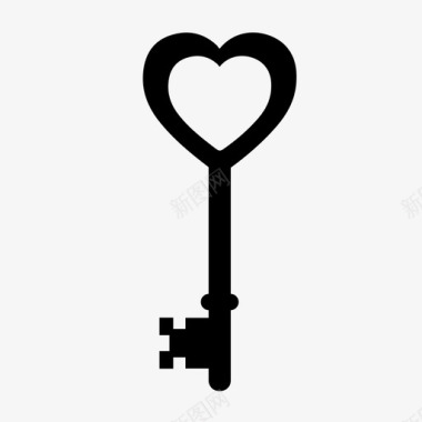 带锁储物柜心形钥匙开放式项链图标图标
