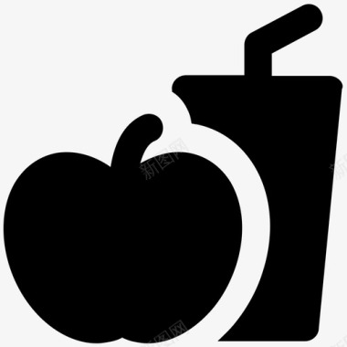 苹果苹果汁购物大胆的固体图标图标