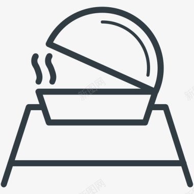 烧烤架食物线图标图标