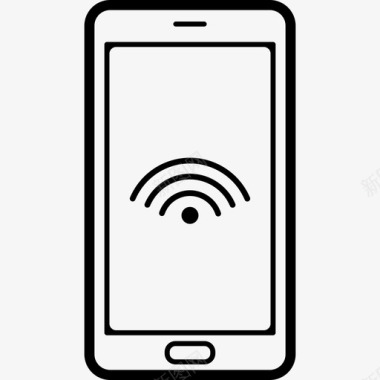 连接屏幕上带有Wifi连接标志的手机轮廓工具和用具手机图标图标