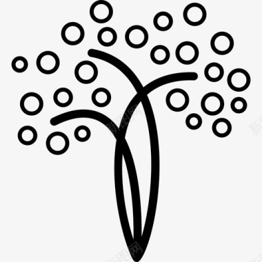 制作线条和圆形形状的树图标图标