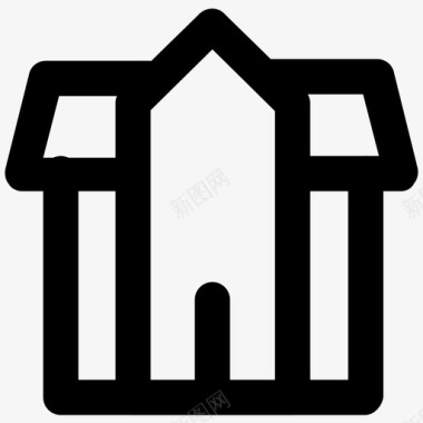 别墅别墅建筑和家具加粗线条图标图标