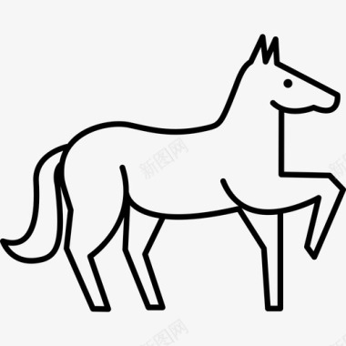 马抬起一只前脚轮廓动物马2只图标图标
