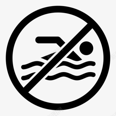 禁止游泳标志警告危险图标图标