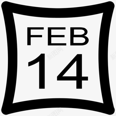 2月14日爱情和浪漫大胆的线条图标图标