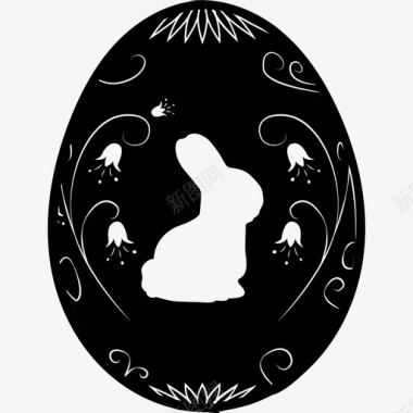复活节彩蛋和一只白兔食物复活节彩蛋图标图标