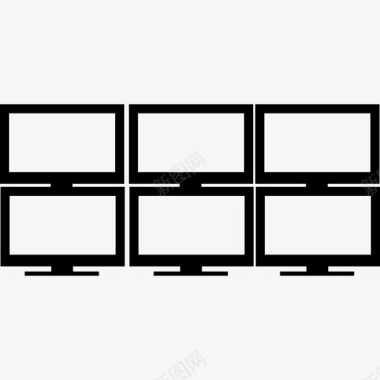 现代沙发屏幕组六个监视器工具和用具现代屏幕图标图标