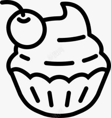 糖果纸底纹纸杯蛋糕樱桃吃的图标图标