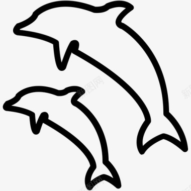 海豚夏季线图标图标