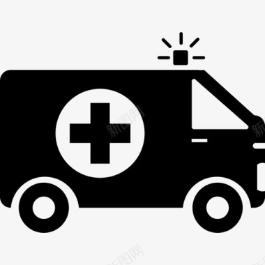 急救标志带有急救标志交通工具图像的救护车图标图标