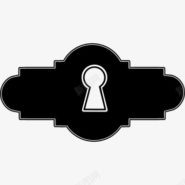 钥匙孔在黑色长水平形状安全钥匙孔图标图标