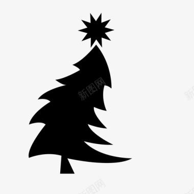 圣诞树彩树常绿图标图标