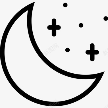 月亮和星星天上新月图标图标