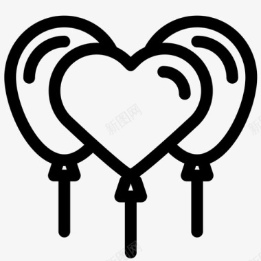 漂浮情人节气球绳子爱情图标图标