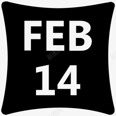 2月14日爱情和浪漫大胆的固体图标图标