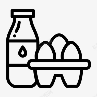 牛奶和鸡蛋蛋白质物体图标图标