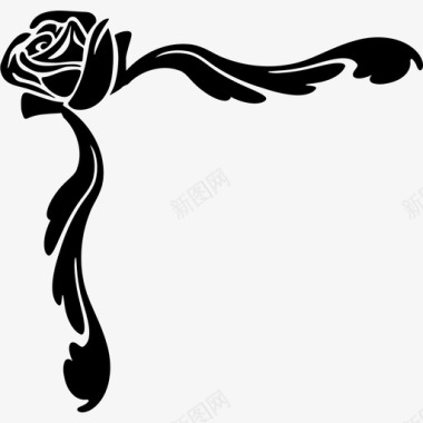 玫瑰和树枝花的装饰品形状花图标图标
