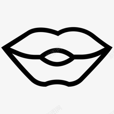 嘴唇爱情和浪漫线图标图标