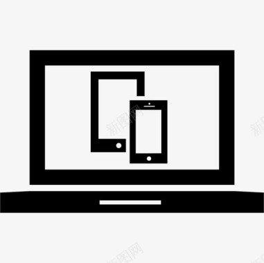 笔记本电脑屏幕上手机和平板电脑的响应界面符号现代屏幕图标图标