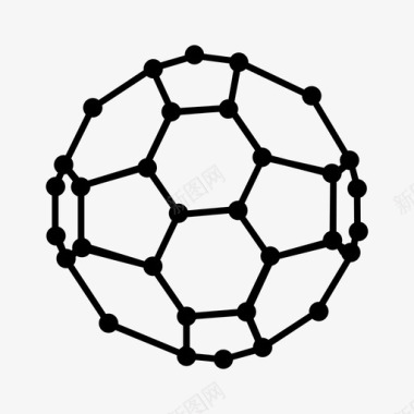 环绕原子球富勒烯分子石墨图标图标