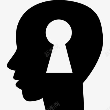 锁孔形状内有人光头侧视轮廓形状钥匙孔图标图标
