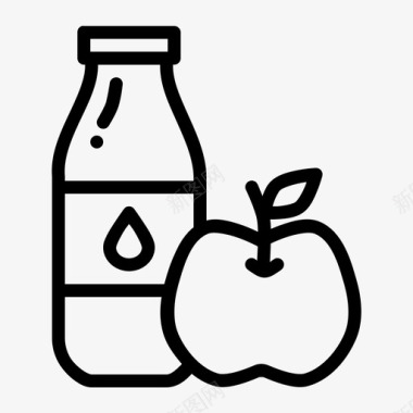 牛奶和苹果维生素零食图标图标